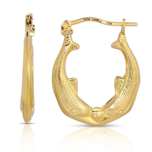 7/8” 10K Gold Dolphin Hoop Earrings