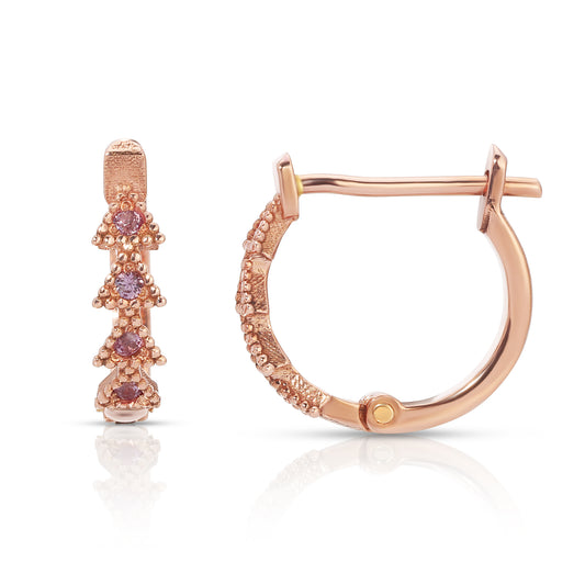 11.5 mm Pink Sapphire Trinity Huggie Earrings