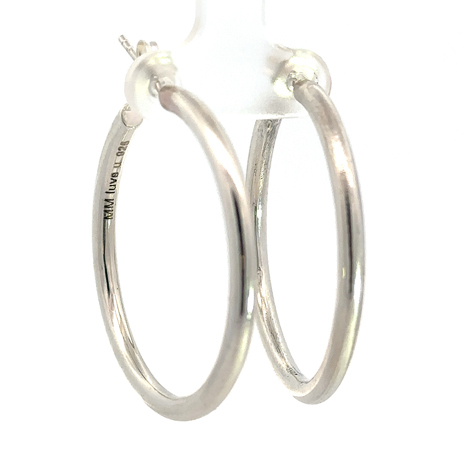 1 1/2” 3mm Sterling Silver Hoop Earrings