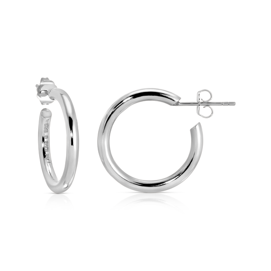 1” 3mm Sterling Silver Hoop Earrings