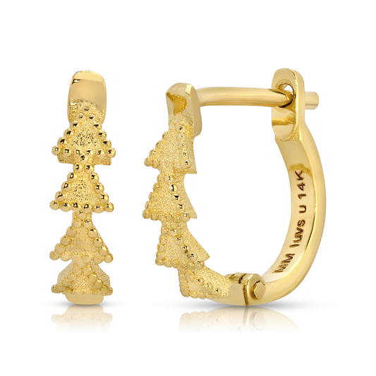 11.5 mm 14K Solid Gold Trinity Huggie Earrings