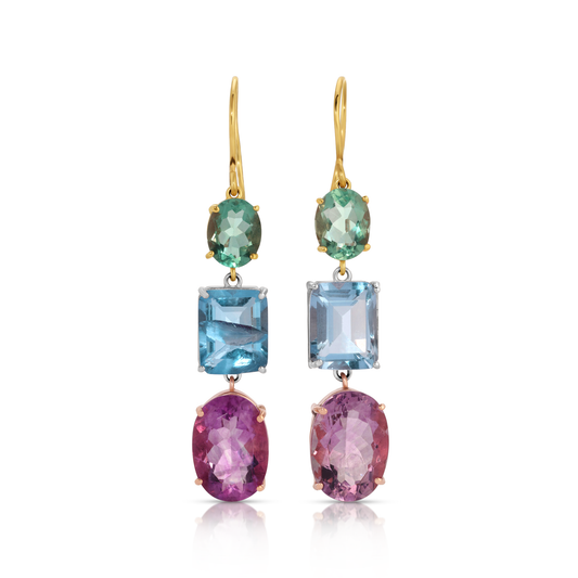 Mixed Metal Fluorite Drop Earrings