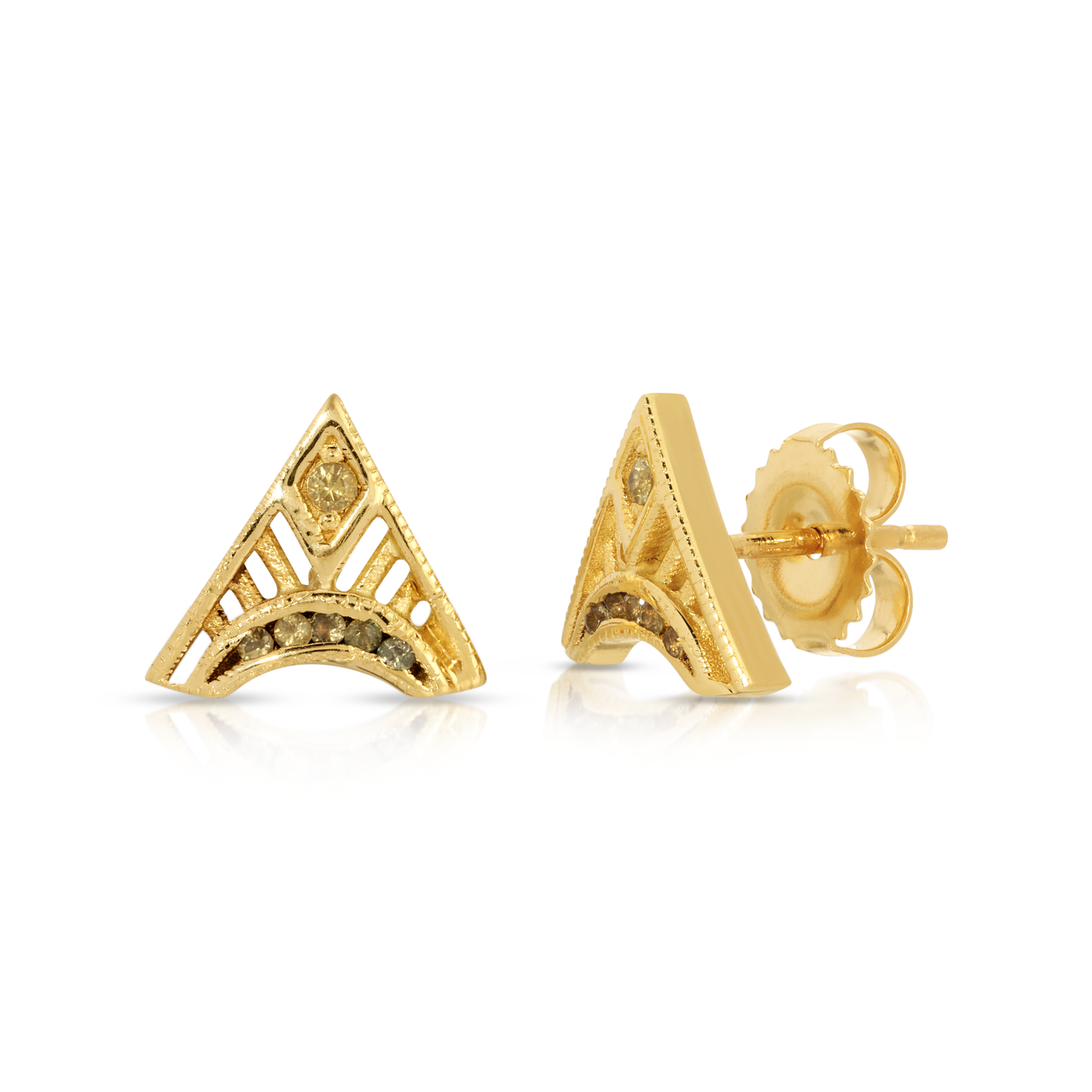 Yellow Sapphire Trinity Triangle Stud Earrings