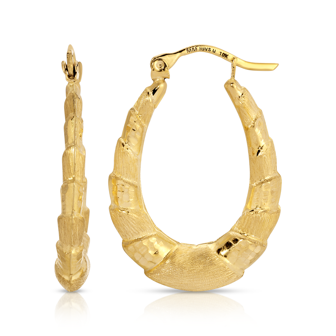 7/8" 10K Gold Wrap Oval Hoop Earrings