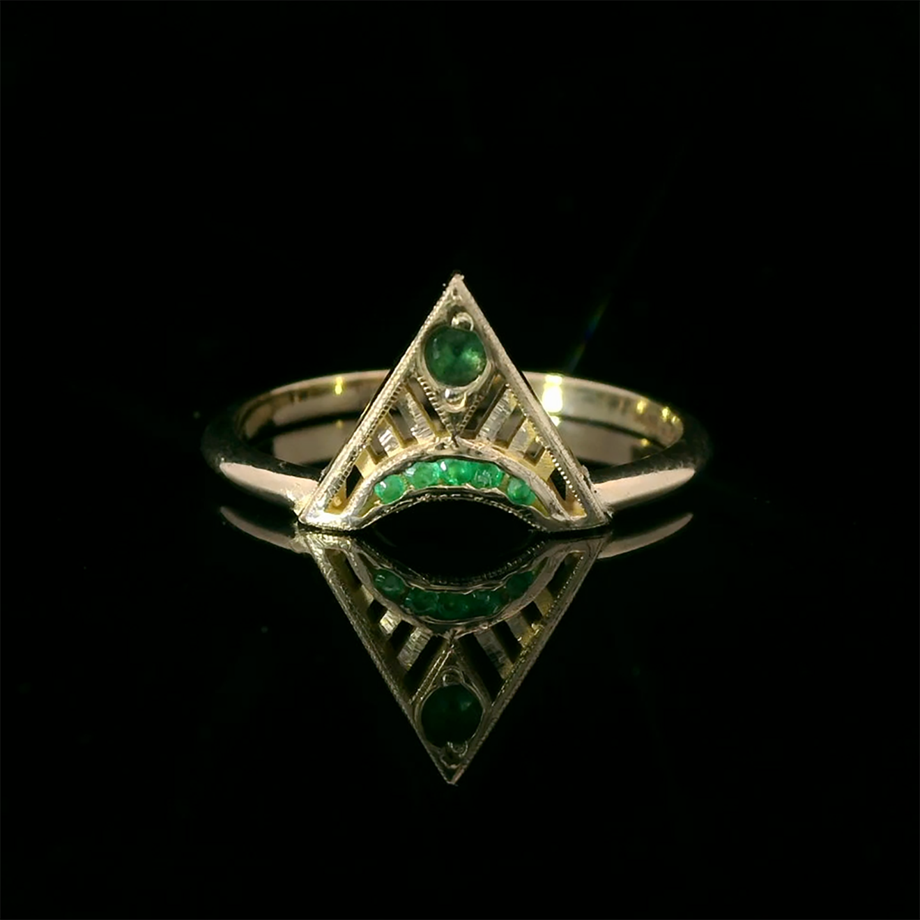 Midi Emerald Trinity Triangle Ring