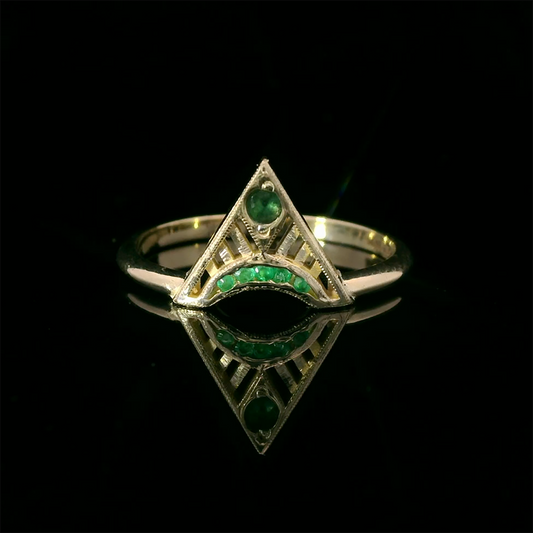 Emerald Trinity Triangle Ring