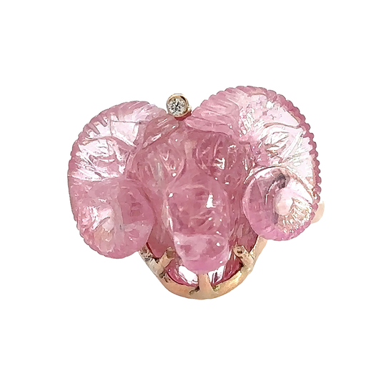 Very Pink Tourmaline Aries Ram Ring
