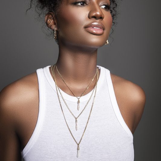 Baroque Pearl and Diamond Layered Necklace Set