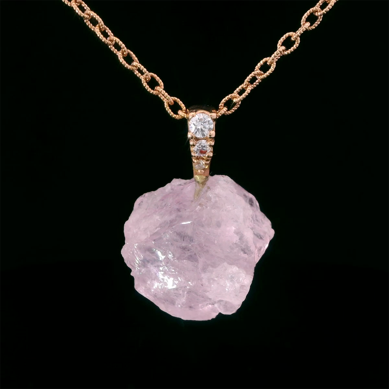 Morganite & Diamond Ladder Pendant