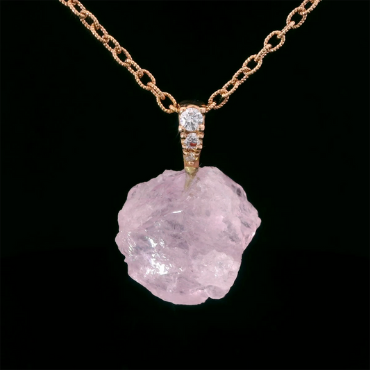 Morganite & Diamond Ladder Pendant