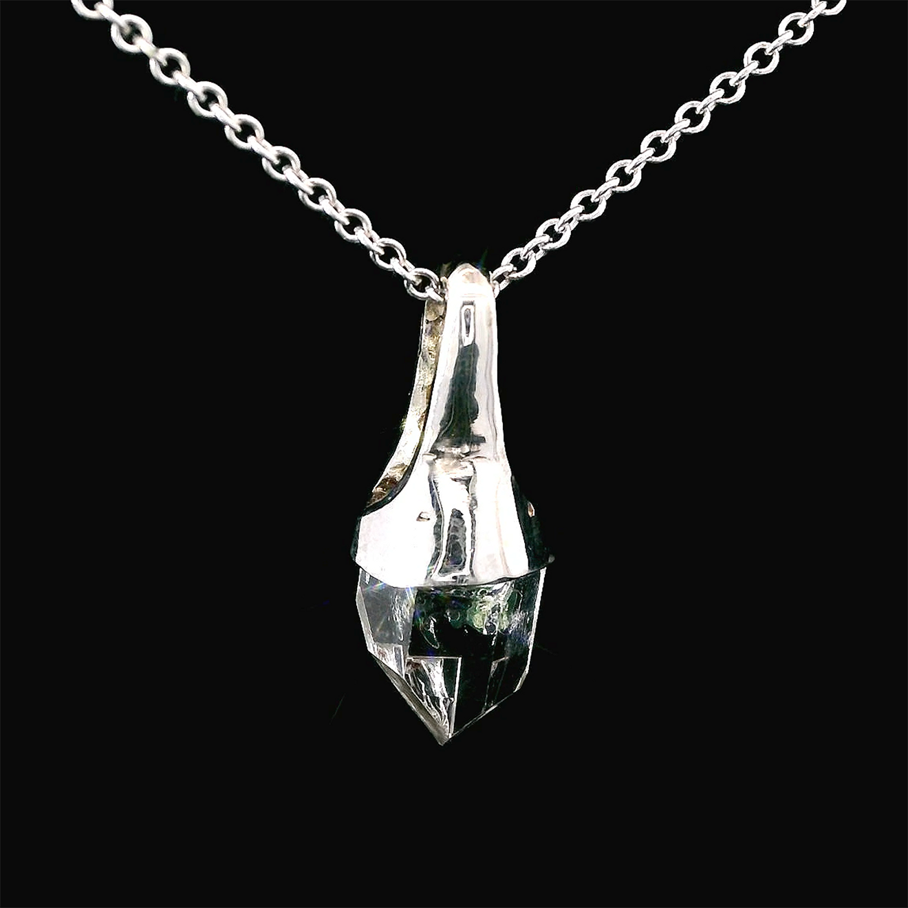 Herkimer Quartz & Diamond Crown Pendant