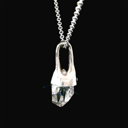 Herkimer Quartz & Diamond Crown Pendant