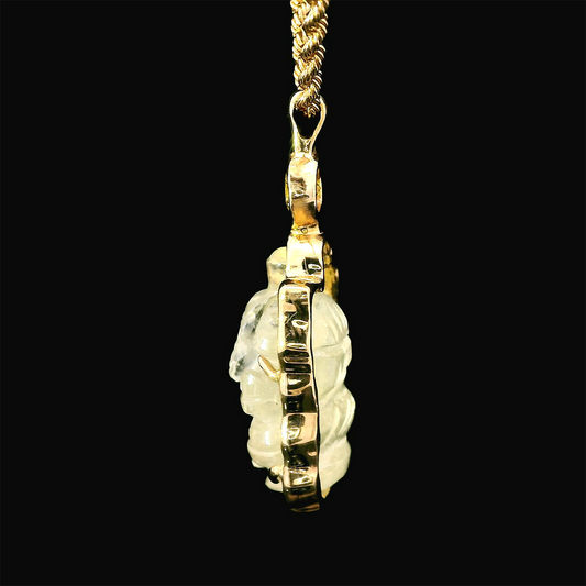 Libyan Desert Glass and Yellow Sapphire Ganesha Pendant