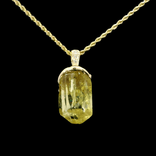 Golden Apatite & Diamond Ladder Pendant