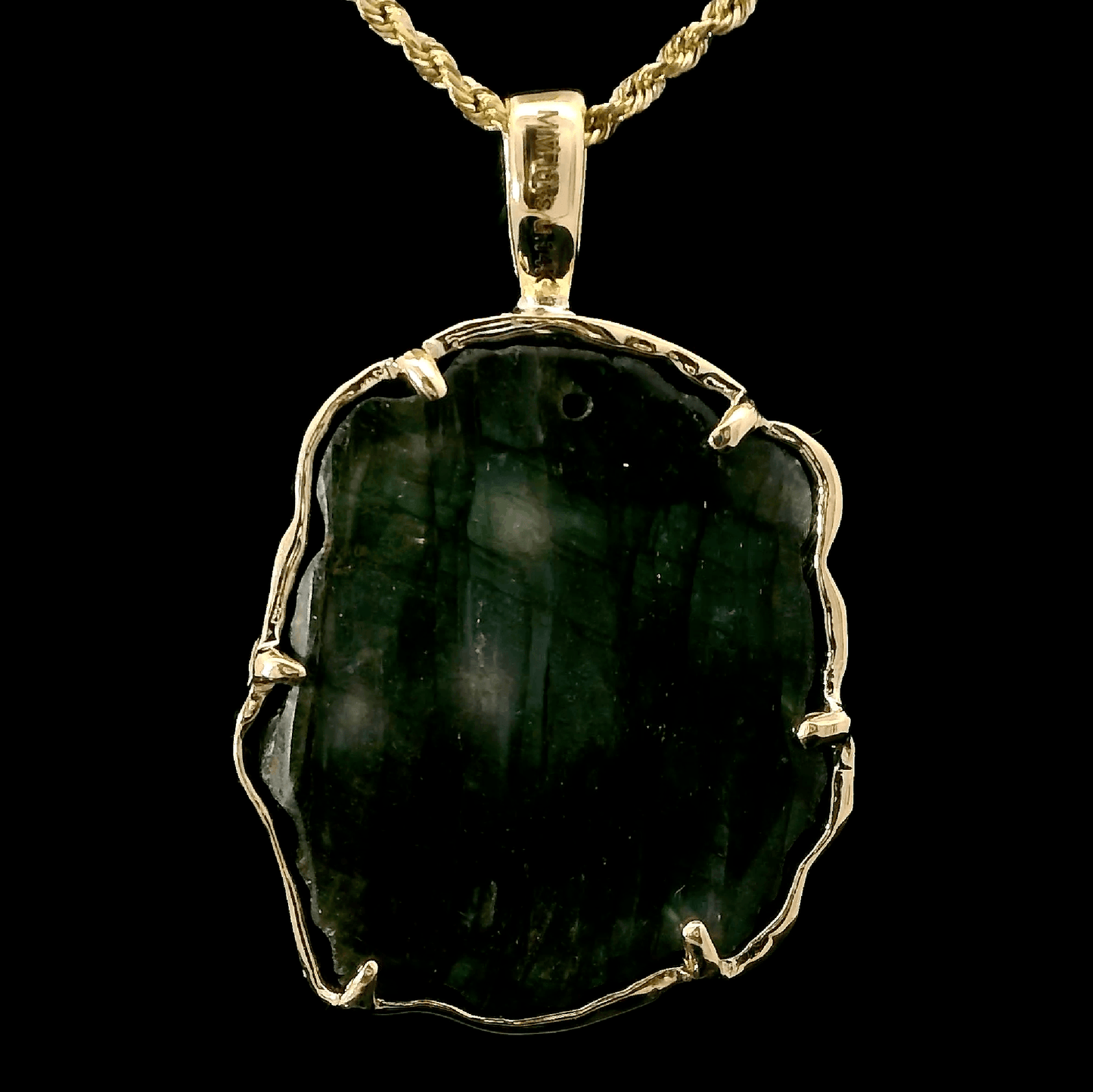 Leo Labradorite Charm in 14K Gold with Diamond Bail