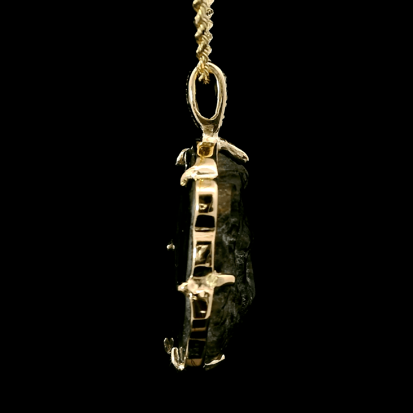 Leo Labradorite Charm in 14K Gold with Diamond Bail