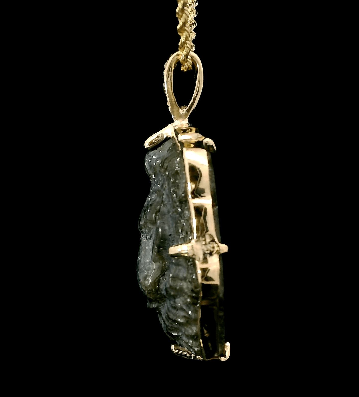 Leo Labradorite Charm in 14K Gold with Diamond Bail