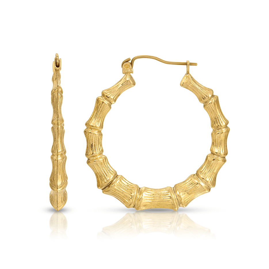 Gold bamboo 2025 hoop earrings