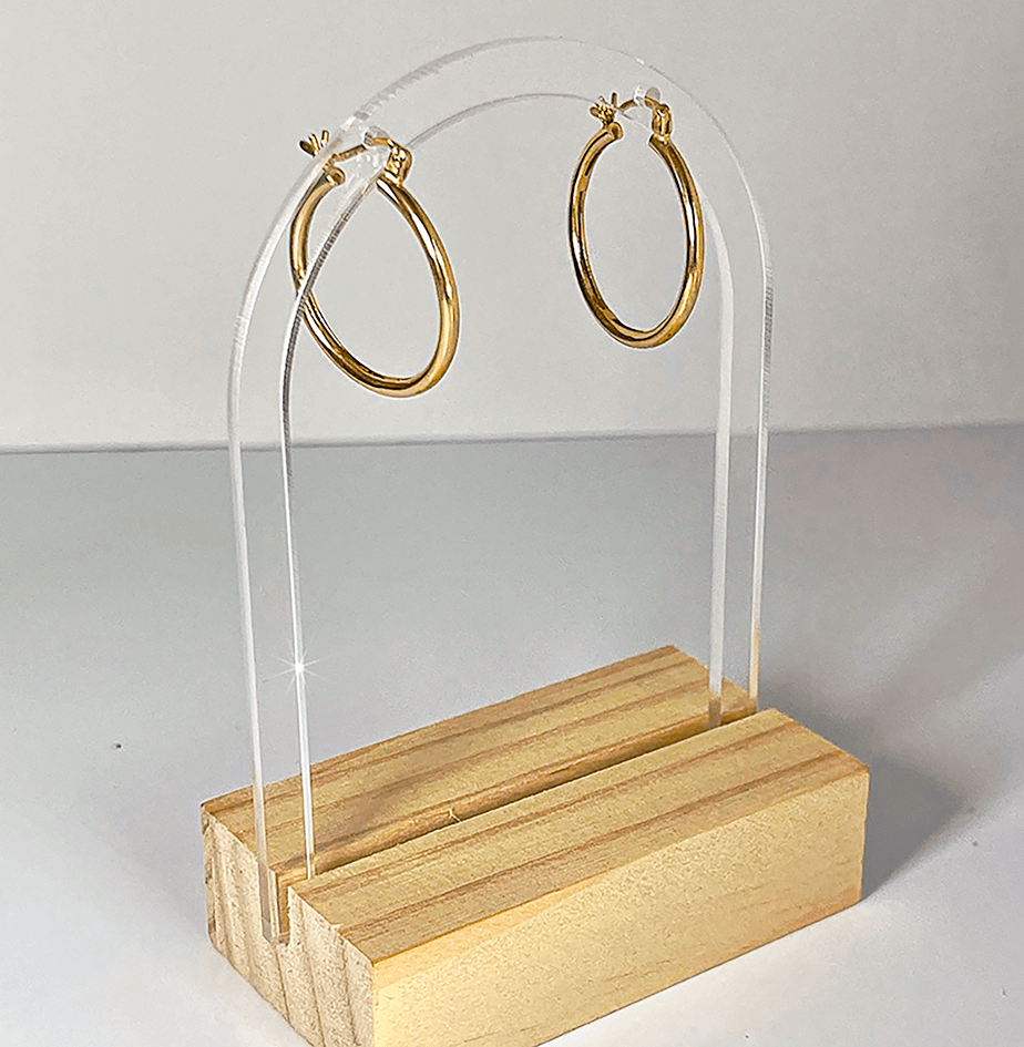 2mm 14K Yellow Gold Hoop Earrings, 1"