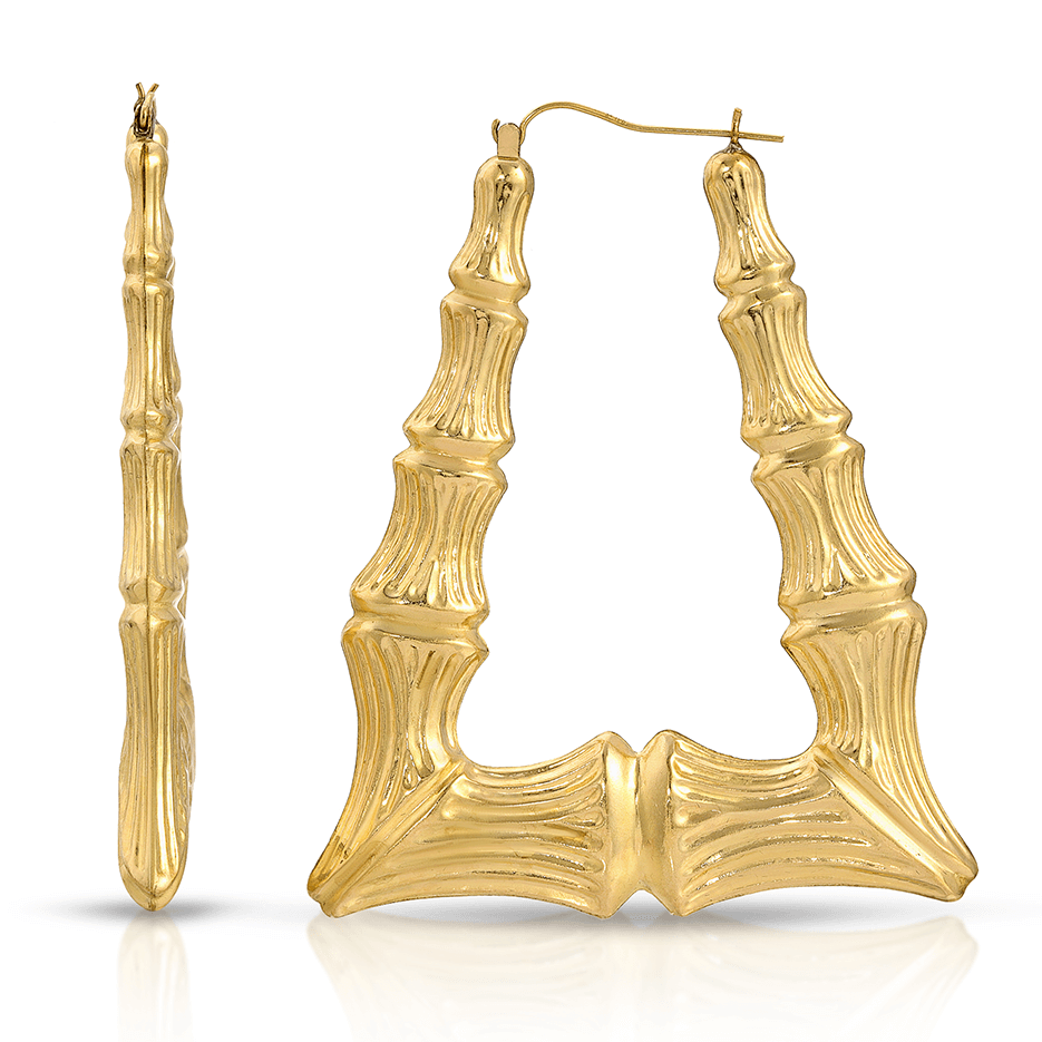 2 3/4" 10K Gold OG Bamboo Door Knocker Earrings