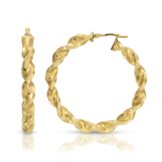 2" 14K Gold Twisted Hoop Earrings