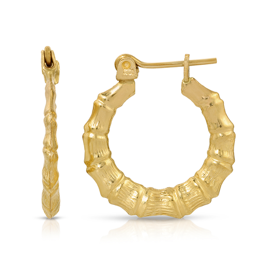 3/4” 10K Gold Forever Bamboo Hoop Earrings