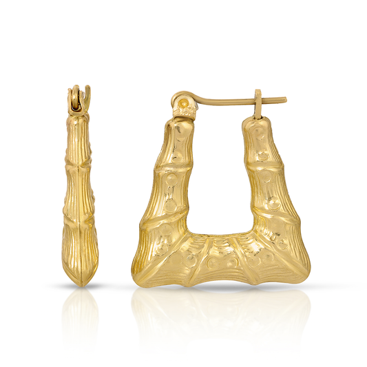 3/4" 10K Gold OG Bamboo Door Knocker Earrings
