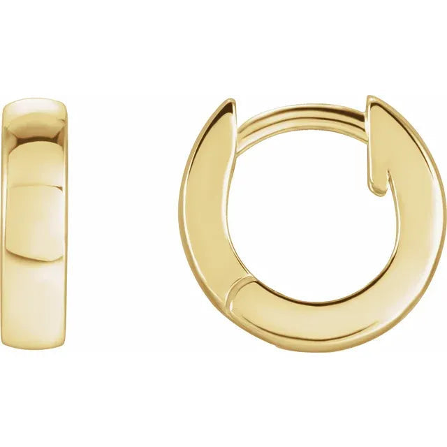 14K Gold 9.5mm Hinged Huggie Earrings